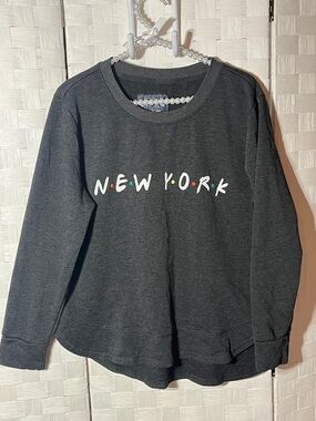 State of Mind Charcoal NEW YORK Pullover Sweatshirt with Multicolor Dots